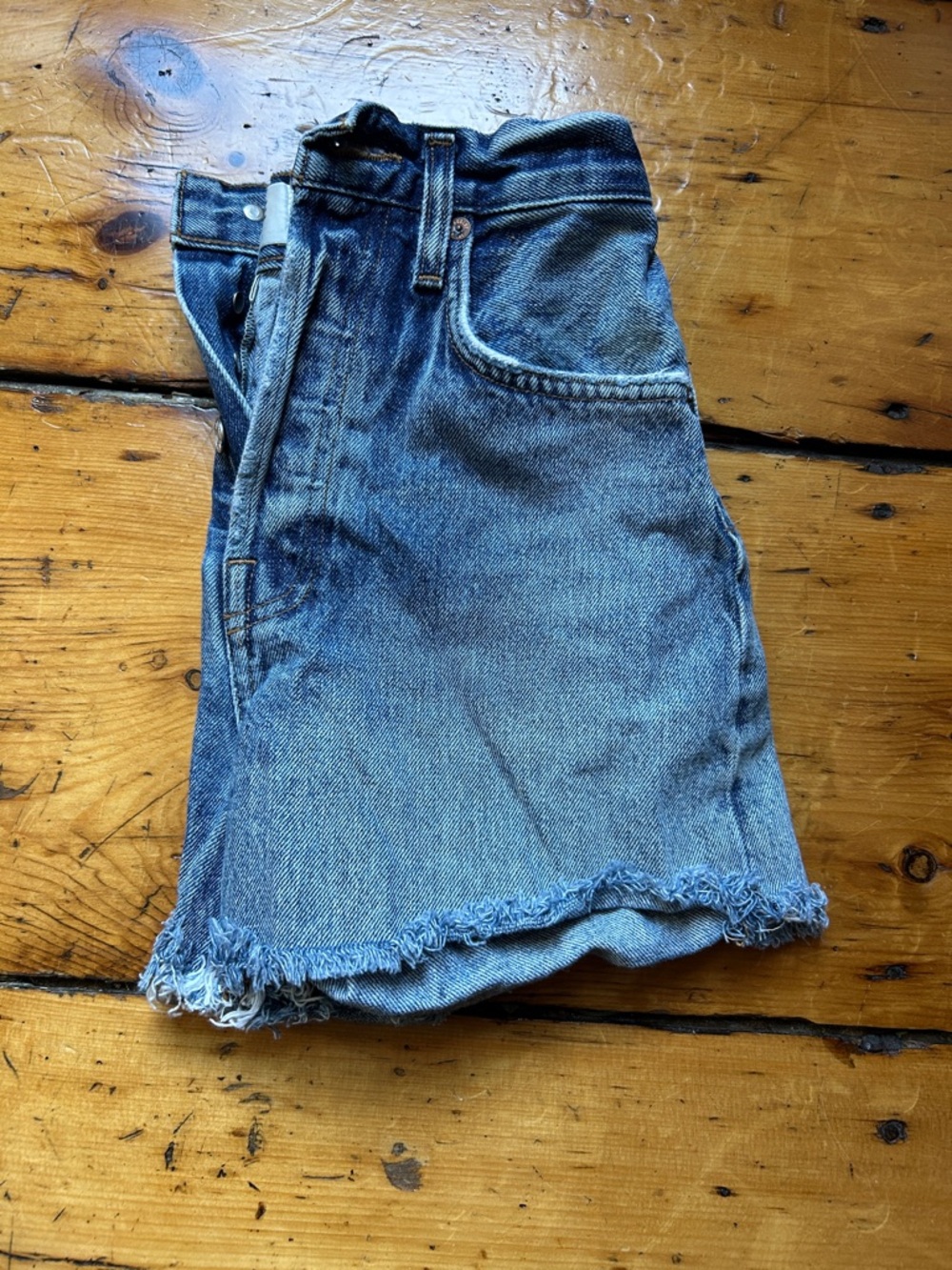 Agolde Light Blue Denim Cutoff Jean Shorts